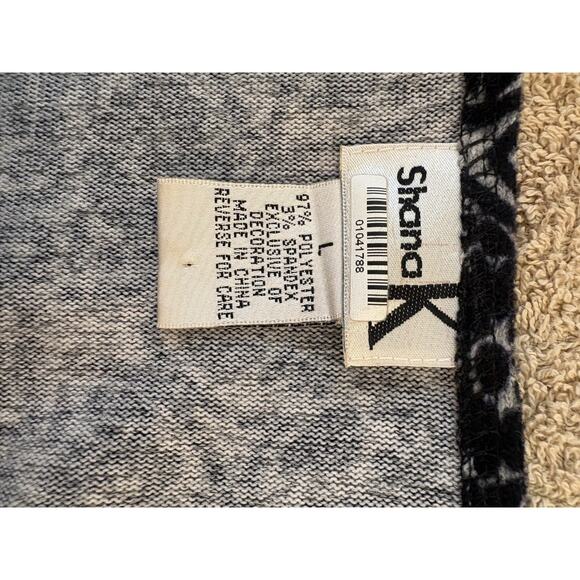 Shana K Artsy Square Neck Tunic Top Large Long Sleeve Boho Retro Vintage - Picture 2 of 4